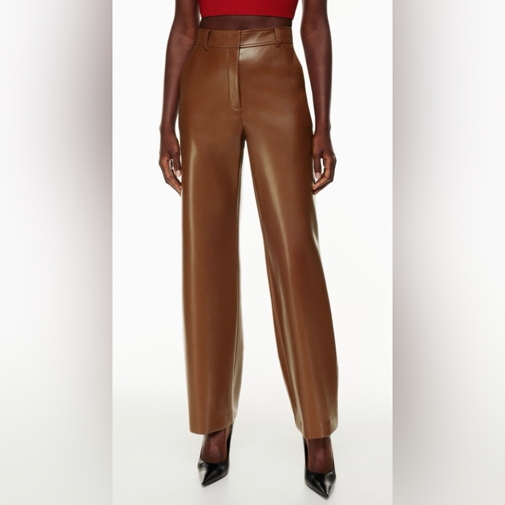 Aritzia Babaton NWT Agency Faux Leather Pants in Coffee Bean